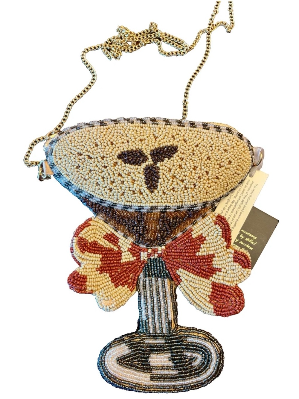 Made in India, Espresso Martini Drink Bow
 Beaded Crossbody Bag-NWT